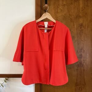 CHICO'S Twill Ponte Jacket Full Zip Mid-Sleeve Stretch Orange Sz 1 Medium‎ 8/10
